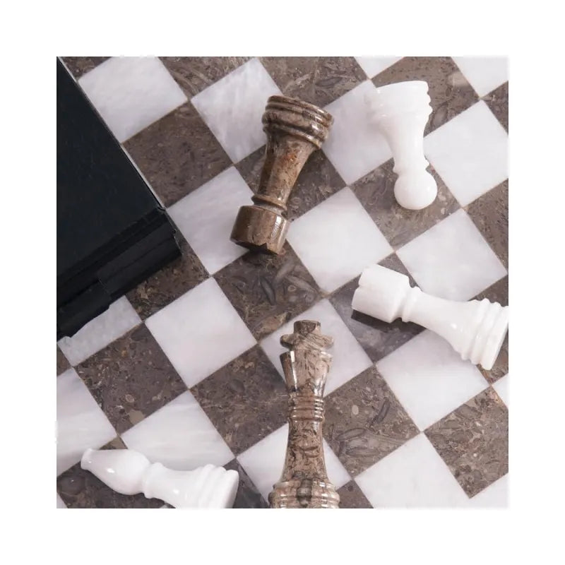 Sterling Chess White & Oceanic Marble Chess Set
