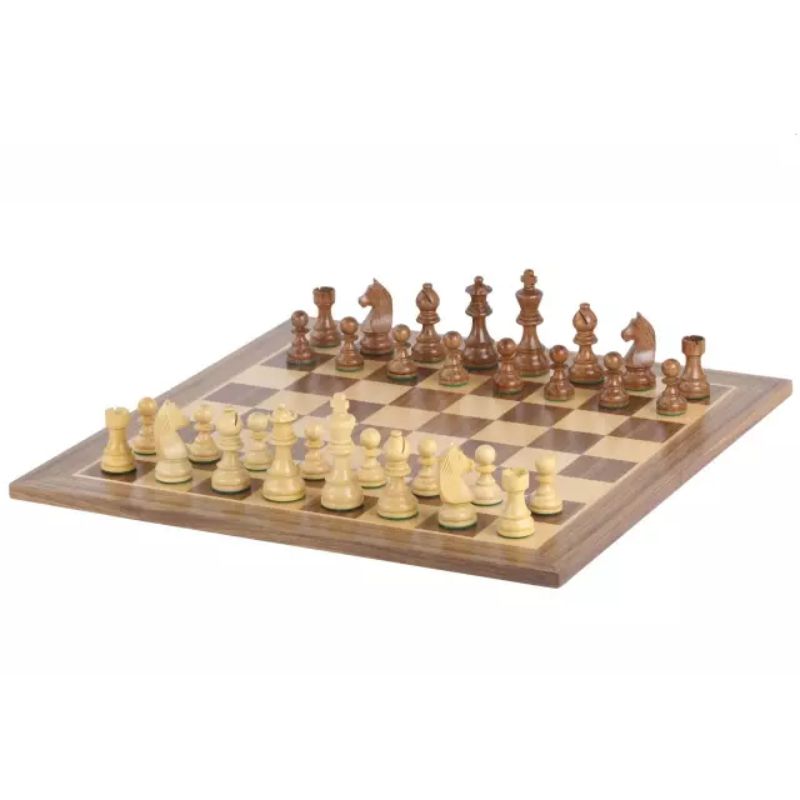 Walnut 48cm Staunton Chess Set With German Acacia Chess Pieces