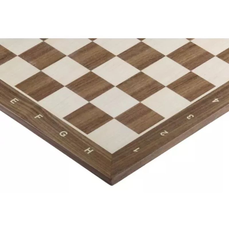 Walnut 54cm Notation Chess Set With German Ebonised Chess Pieces