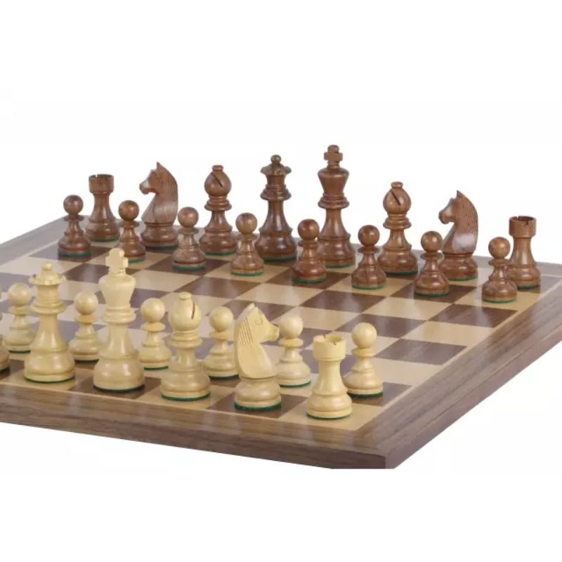 Walnut 54cm Staunton Chess Set With German Acacia Chess Pieces