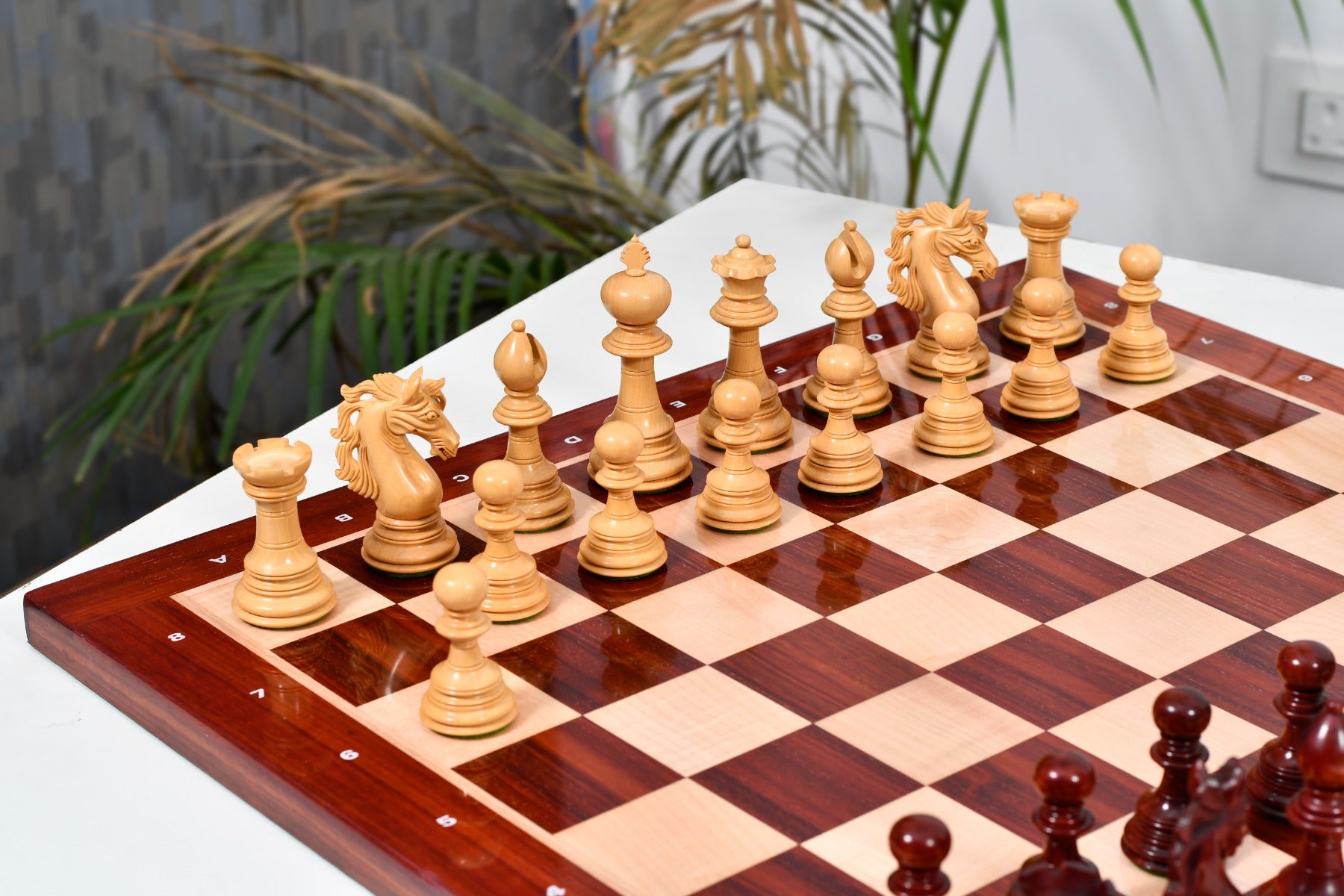 Full 34 piece American Adios chess pieces in bud rosewood, Sterling Chess Australia