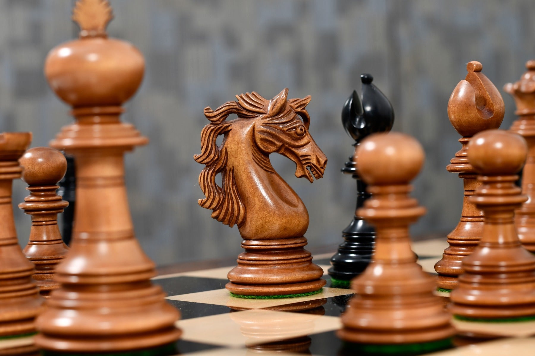 American Adios wooden chess pieces, 111mm king, Ebony finish
