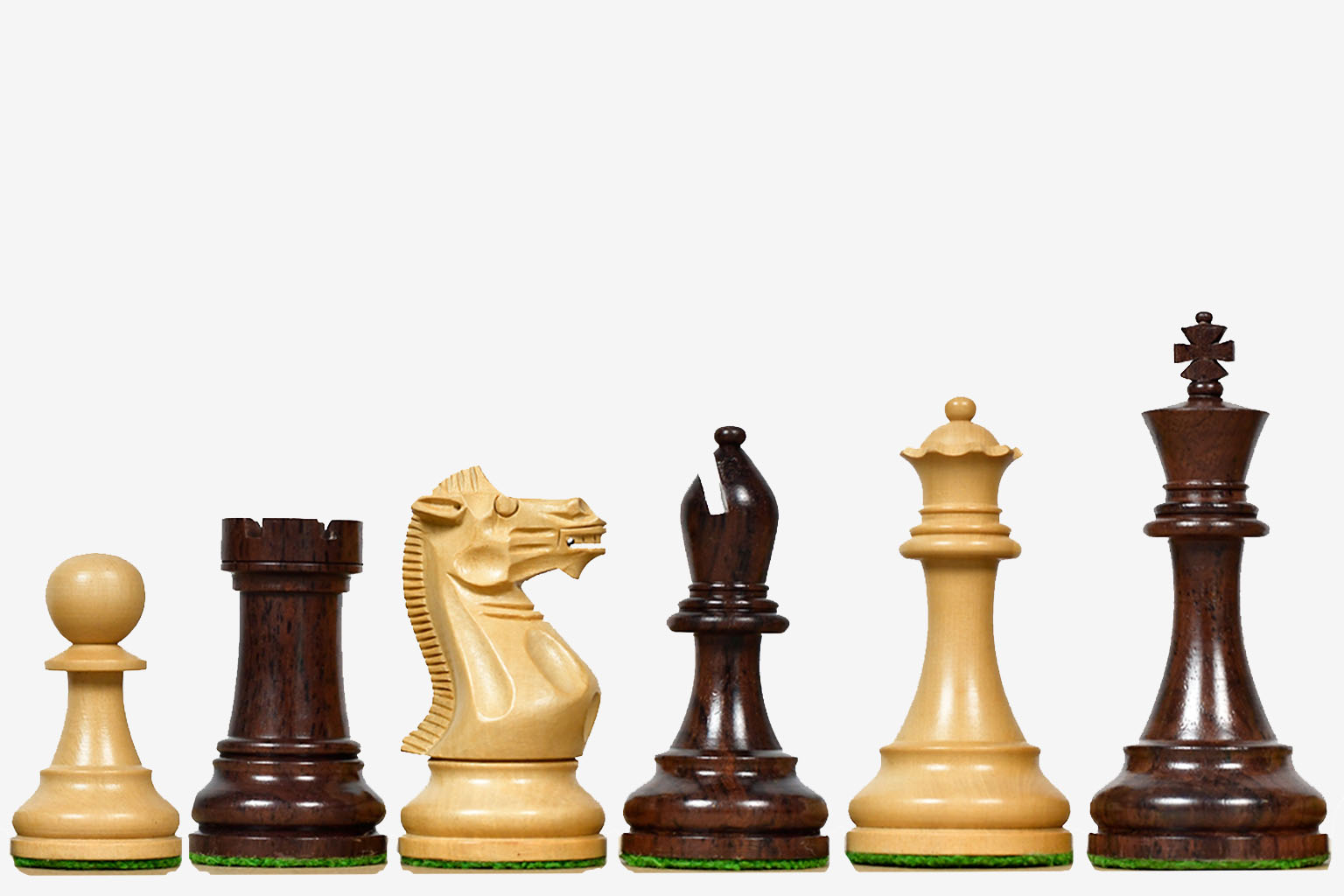 Sterling Chess Prestige Staunton Series chess pieces in anjan wood and natural boxwood, 100mm king