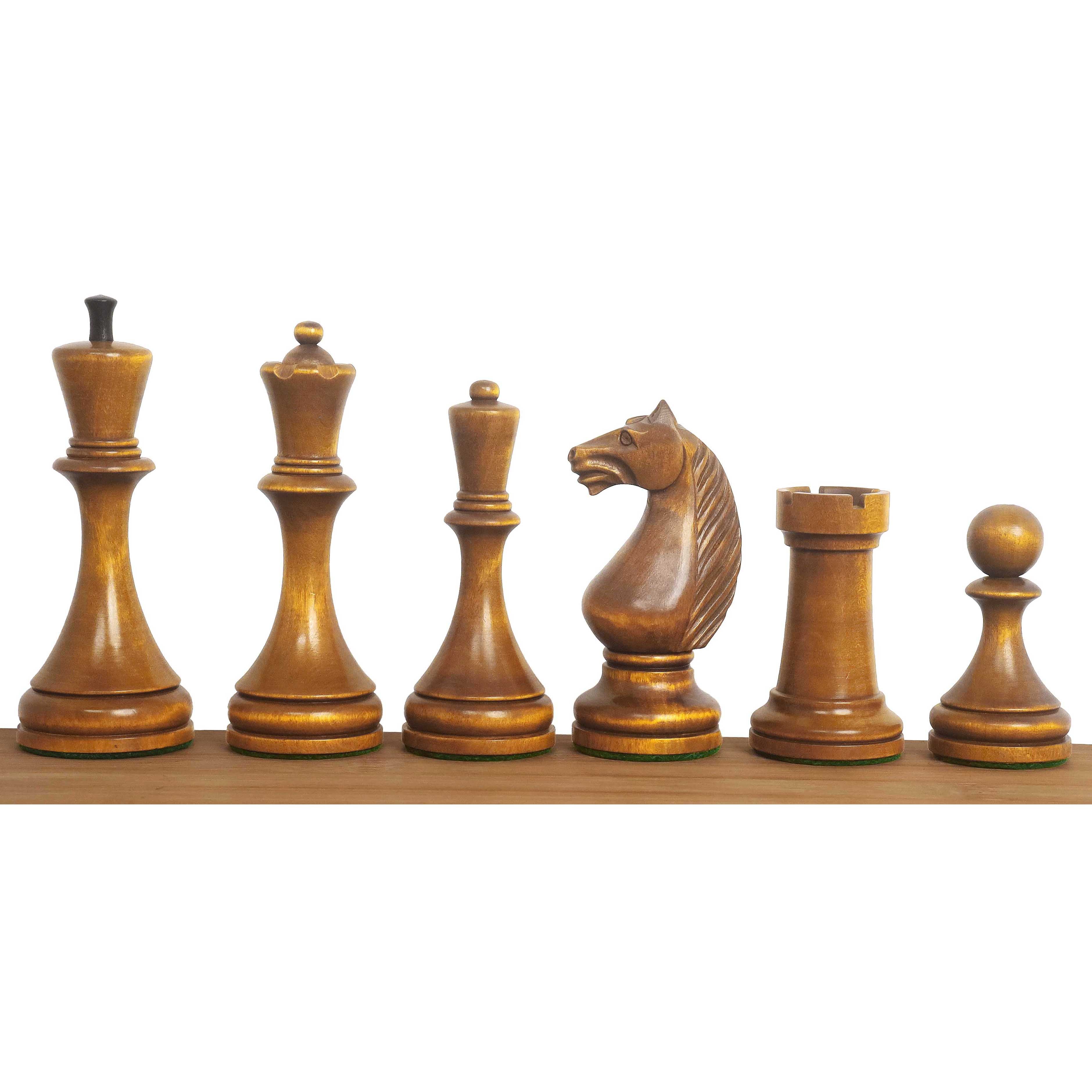 34 piece chessmen set in Ebonised Boxwood and Antiqued Boxwood