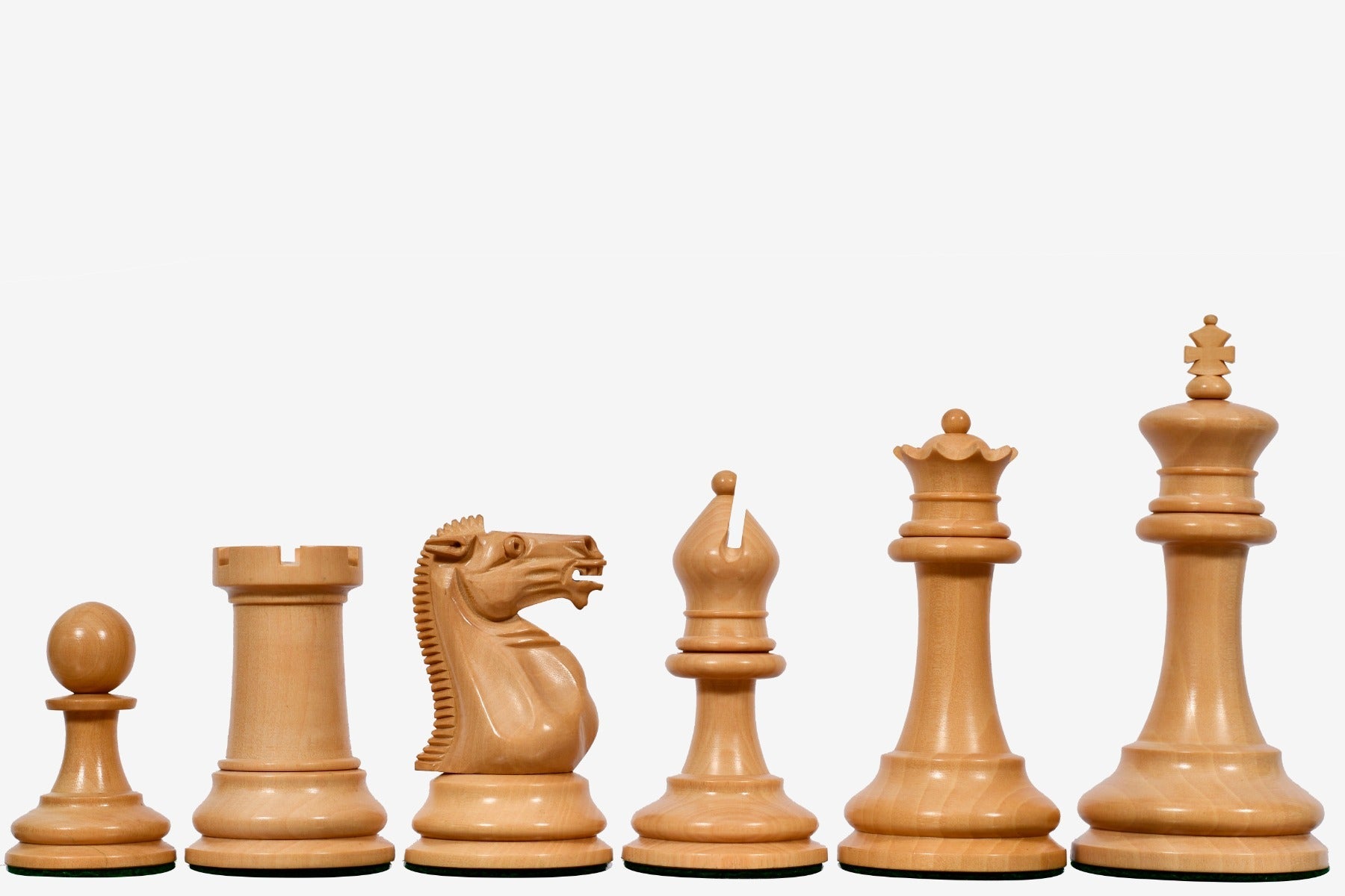 Genuine ebony chess pieces with a 95mm king and weighted felted bases