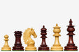 Sterling Chess Artisan Knight chess pieces in bud rosewood and natural boxwood, 114mm king