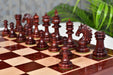 Knight carving detail on the Artisan Knight chess pieces in bud rosewood and natural boxwood