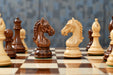 Derby Knight chess pieces, sheesham and boxwood, hand carved in India