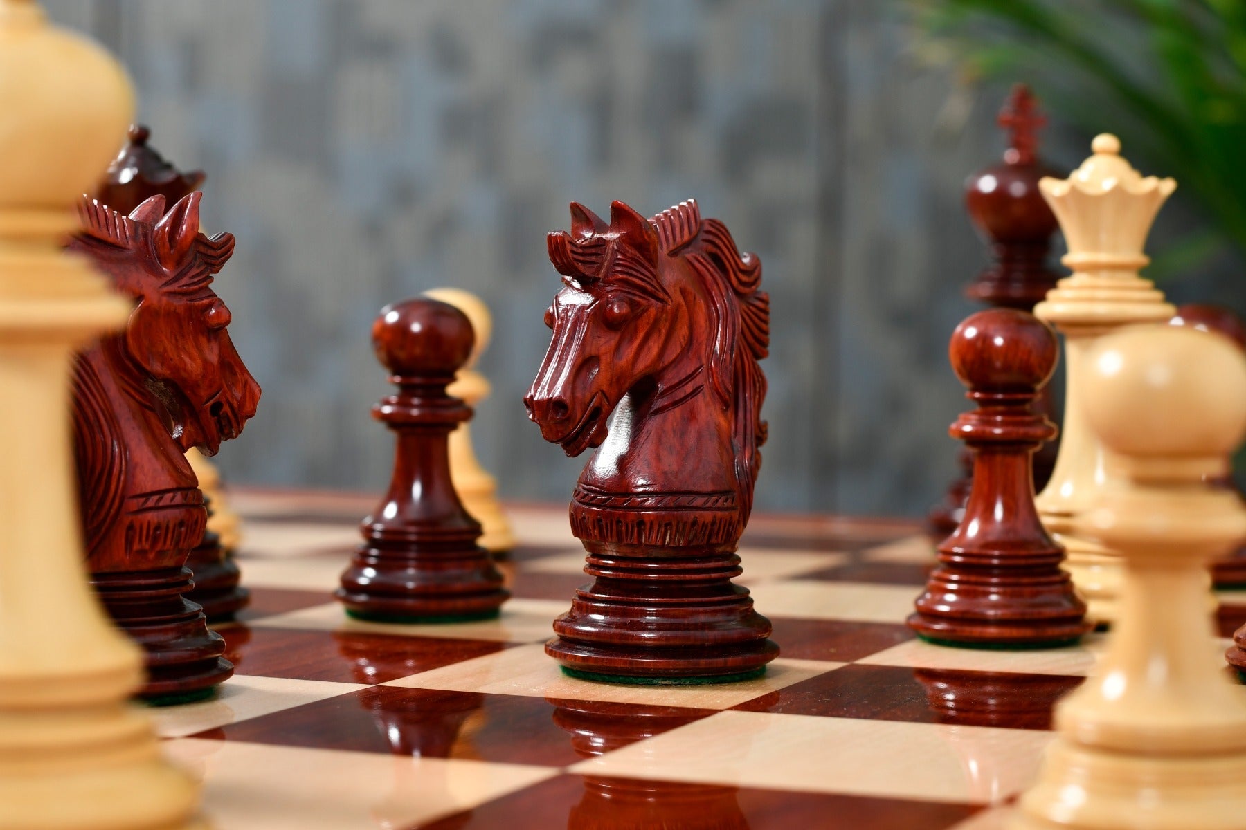 Full 34 piece Crown Heritage Series chess set in bud rosewood and natural boxwood, Sterling Chess Australia