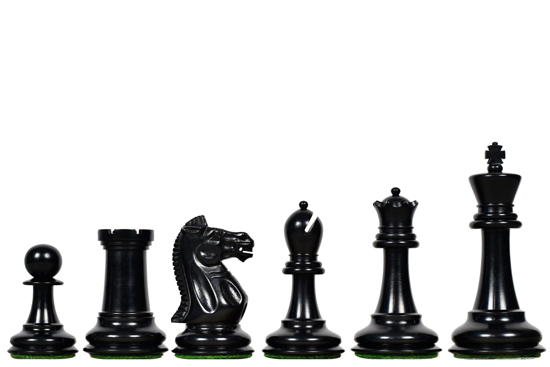 1915-25 Nimzovich chess pieces in ebony and natural boxwood, hand carved in India