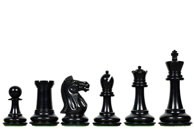 1915-25 Nimzovich chess pieces in ebony and natural boxwood, hand carved in India
