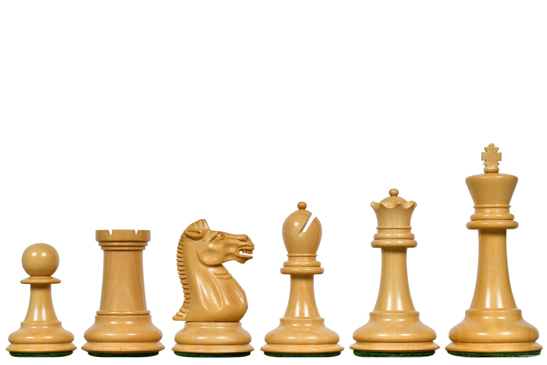 Ebony chess pieces with a 95mm king and weighted felted bases