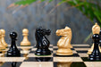 Full 34 piece 1915-25 Nimzovich Staunton chess set in ebony and natural boxwood, Sterling Chess Australia