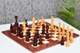 Bud rosewood Dalbergia Oliveri and boxwood chess pieces, 130mm king