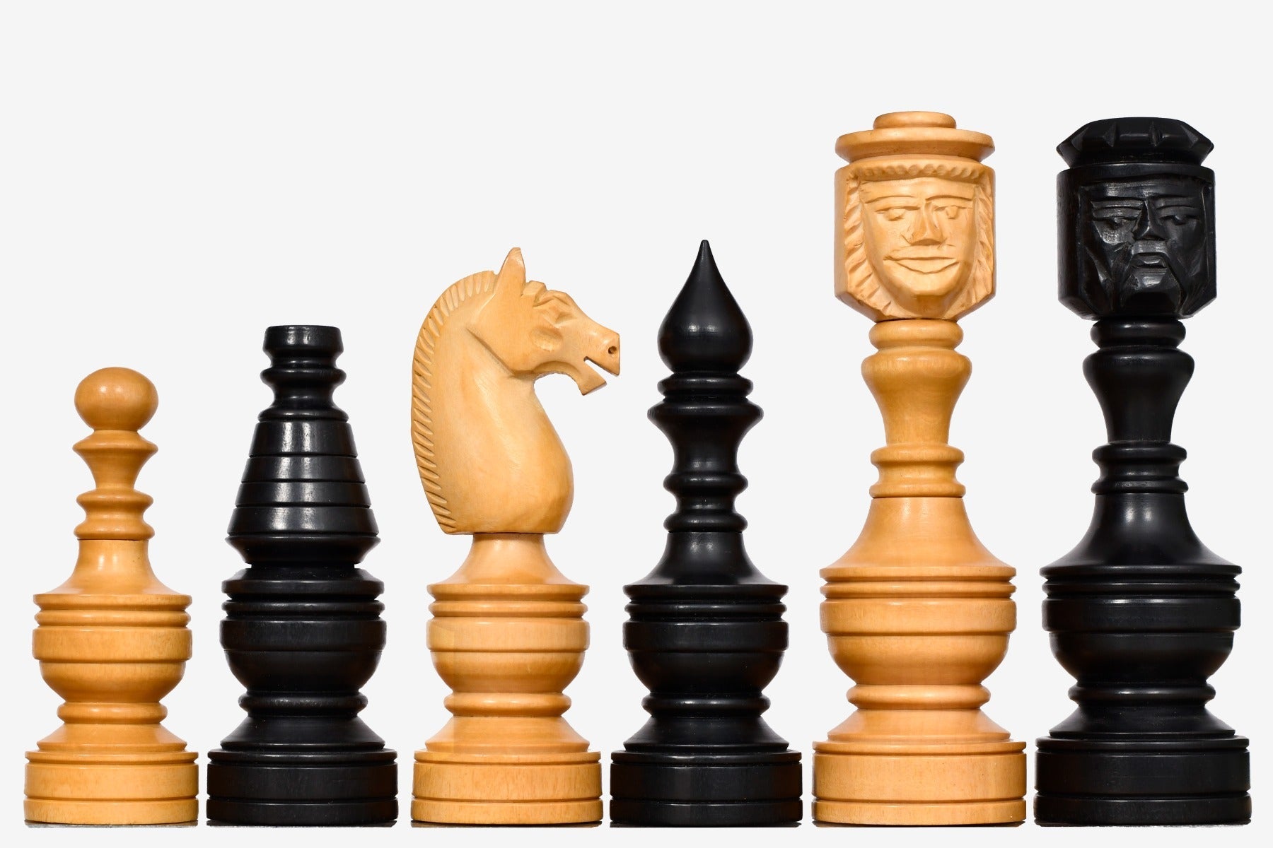 Sterling Chess Northern Traditional Art Collector Edition Carved Queen Face Ebonised 130mm chess pieces