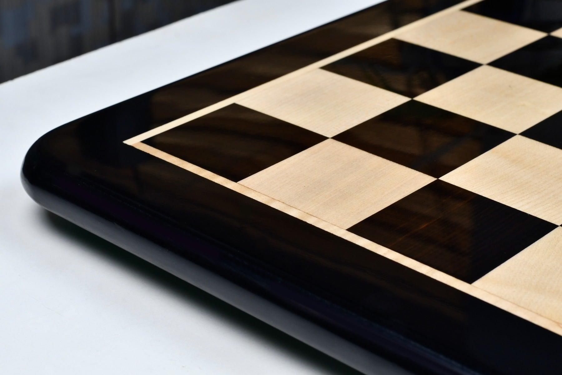 Ebony chess board, close detail of the grain