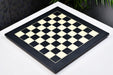 Black anigre veneer chess board, close detail of the grain