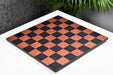 Black anigre borderless chess board, close detail of the grain