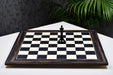 Matte black dyed poplar and white erable chess board, edge view