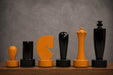 Sterling Chess Berliner Minimalist chess pieces in black and yellow painted boxwood, 95mm king