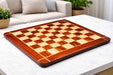 Rounded edge blood red bud rosewood and maple chess board, 58cm with 60mm squares