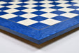 Hi-gloss blue ash burl chess board, edge view