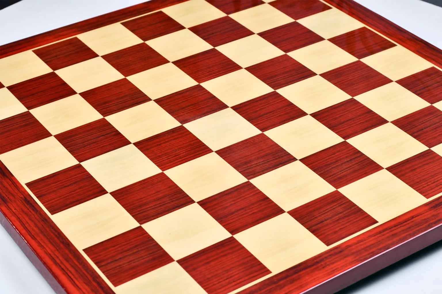 Rosewood grain MDF tournament chess board, green velvet underside