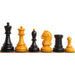 Ebonised Boxwood and Antiqued Boxwood chessmen, 97mm king on a 44mm base