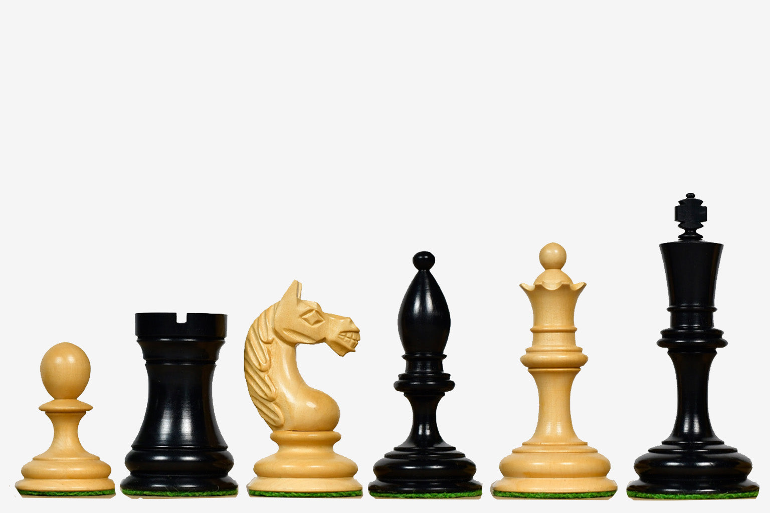 Sterling Chess 1935 Botvinnik Flohr Soviet chess pieces in genuine ebony and boxwood, 101mm king
