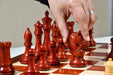 American Bridle wooden chess pieces, 107mm king, Bud Rosewood finish