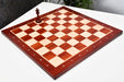 Blood red bud rosewood and maple notation chess board, 58cm with 60mm squares