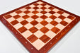 Bud rosewood and maple notation chess board photographed from above