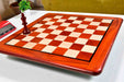 Bud rosewood and maple 18 inch chess board photographed from above