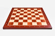 Bud rosewood and maple 60mm square notation chess board at an angle