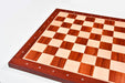 Bud rosewood and maple notation chess board showing its 22mm thickness