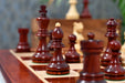 Knight carving detail on the 1950s Bohemia German chess pieces in bud rosewood and natural boxwood