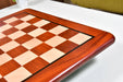Blood red bud rosewood 18 inch chess board, close detail of the grain