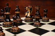 Burnt Blazed Lacquered wooden chess pieces, 97mm king, Lacquered burnt boxwood finish