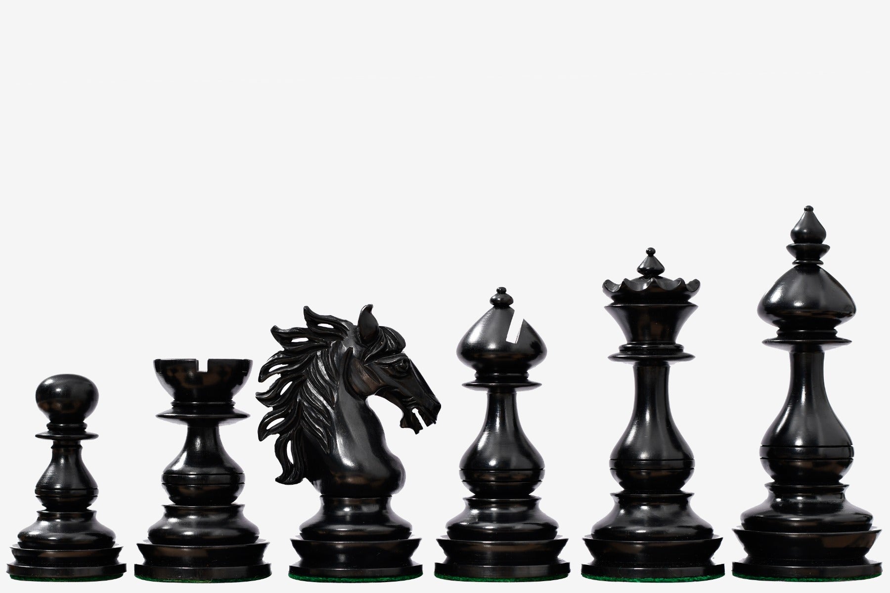 Wild Stallion chess pieces, ebony and boxwood, hand carved in India