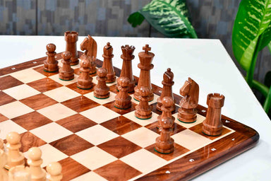 Championship Staunton chess pieces, sheesham and boxwood, hand carved in India