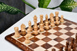 Sheesham chess pieces with a 95mm king and weighted felted bases