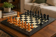 Sterling Chess Ancient Indian Warrior chess set in genuine ebony and antiqued boxwood, 104mm king