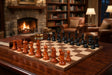 Knight carving detail on the 1973 Philippines Tournament chess pieces in ebonised and distressed antique boxwood
