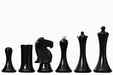 Minimalist Soviet Style Staunton chess pieces, ebonised and natural boxwood, hand carved in India