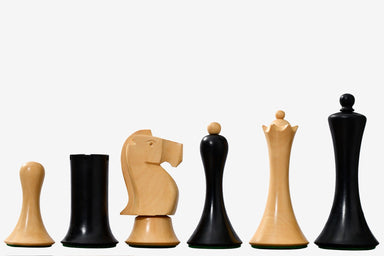 Sterling Chess Minimalist Soviet Style chess pieces in ebonised and natural boxwood, 93mm king