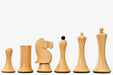 Ebonised chess pieces with a 93mm king and weighted felted bases
