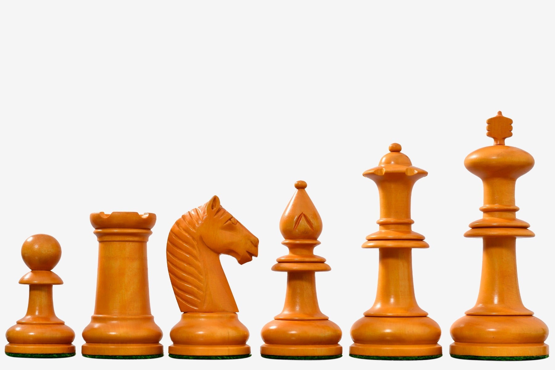 19th Century Austrian Antique Staunton chess pieces, ebonised and golden antiqued boxwood, hand carved in India