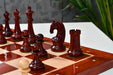 Knight carving detail on the 1963 1966 Piatigorsky Cup chess pieces in bud rosewood and boxwood