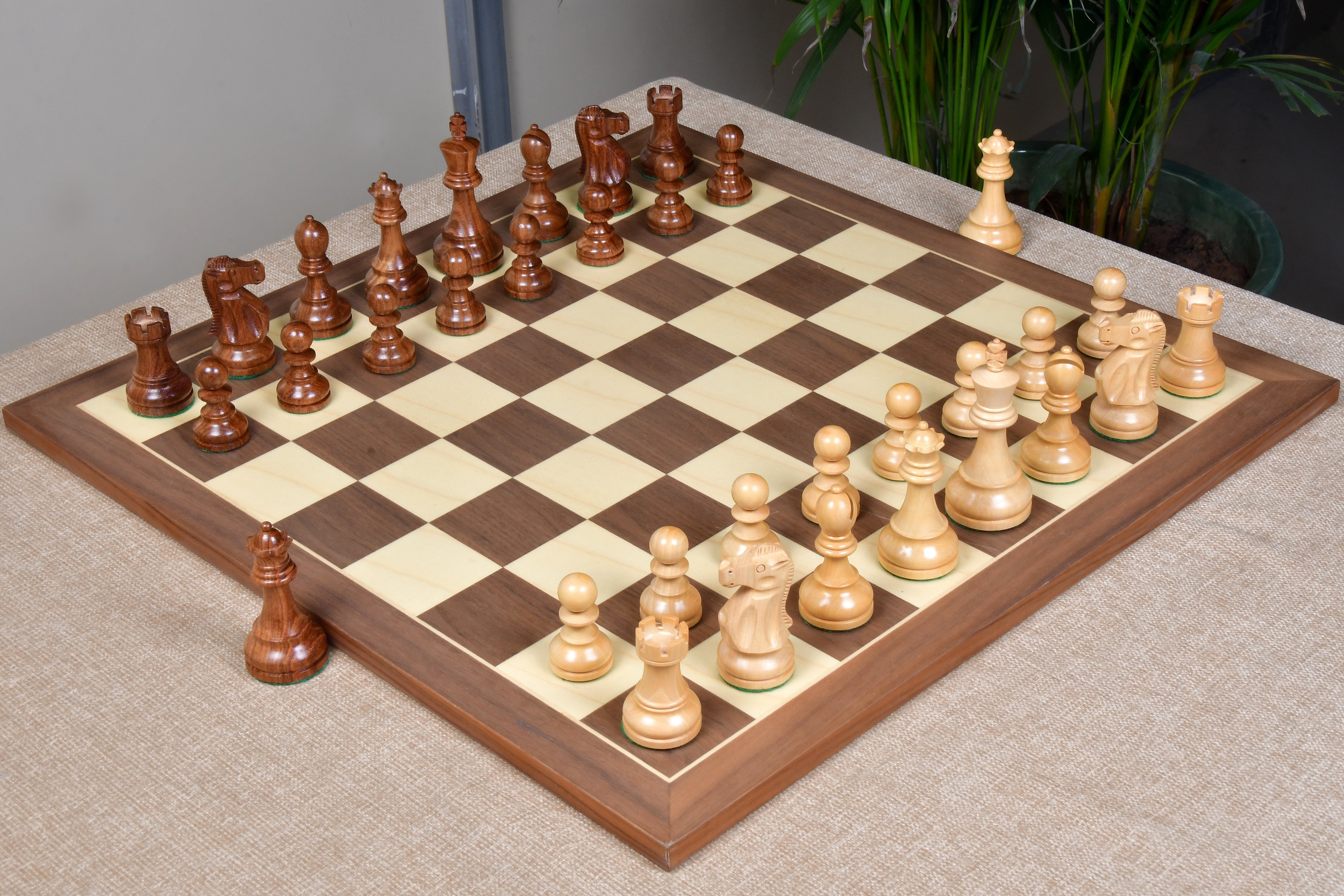 Knight carving detail on the 1972 Reykjavik Championship chess pieces in sheesham and boxwood