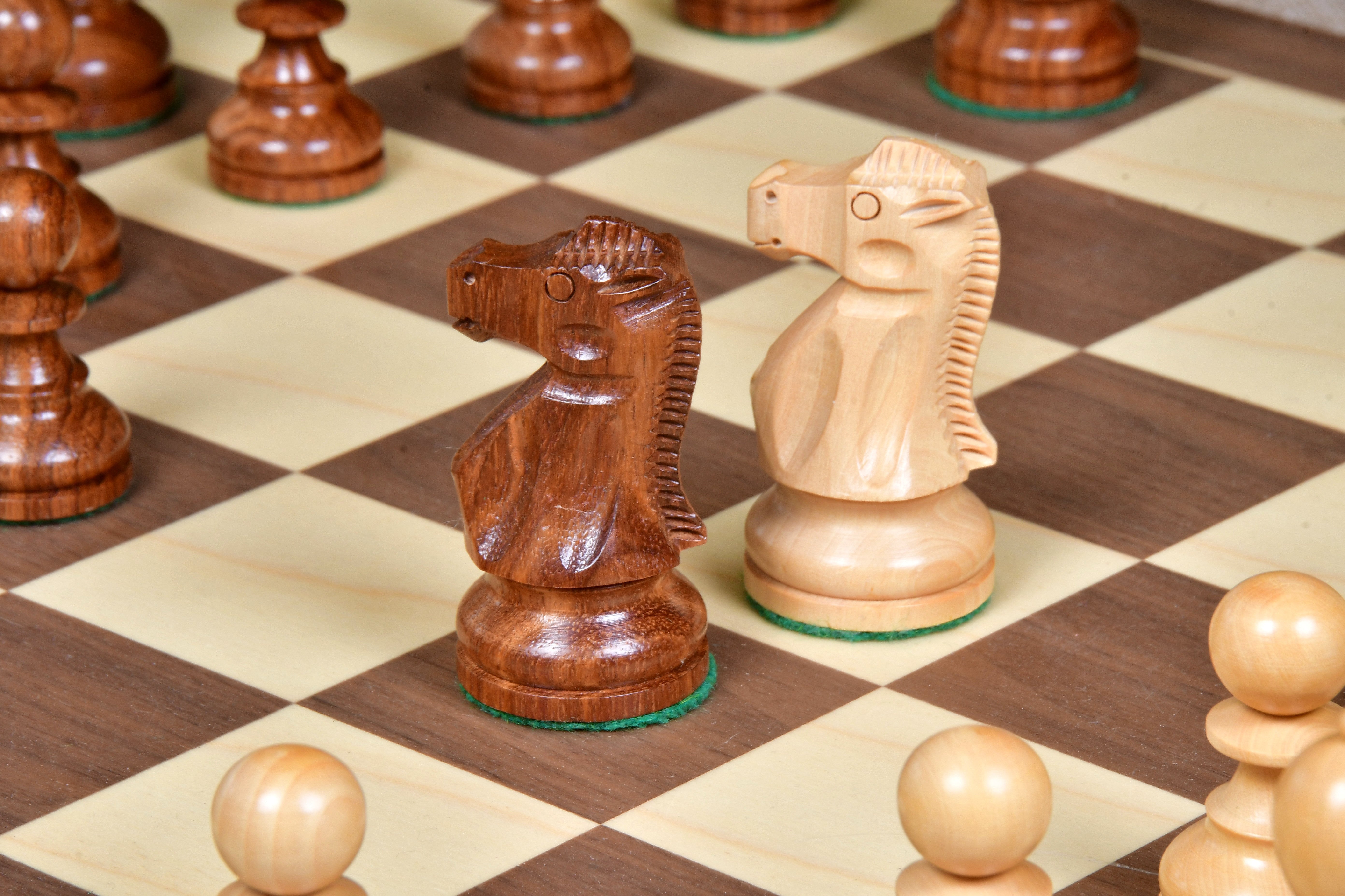 1972 Reykjavik Championship wooden chess pieces, 96mm king, Sheesham finish